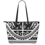 Polynesian Tribal Tattoo Pattern Print Leather Tote Bag