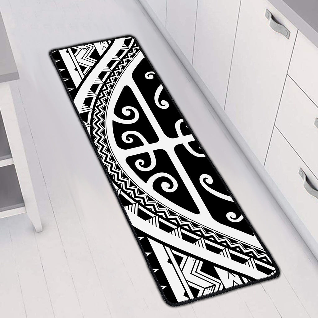 Polynesian Tribal Tattoo Pattern Print Long Kitchen Mat