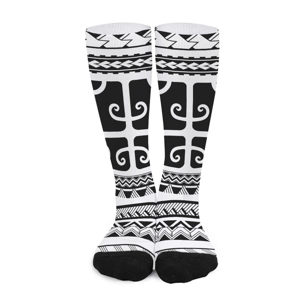 Polynesian Tribal Tattoo Pattern Print Long Socks