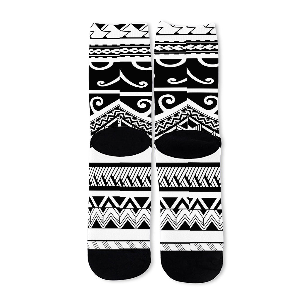 Polynesian Tribal Tattoo Pattern Print Long Socks