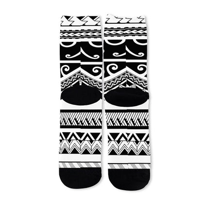 Polynesian Tribal Tattoo Pattern Print Long Socks