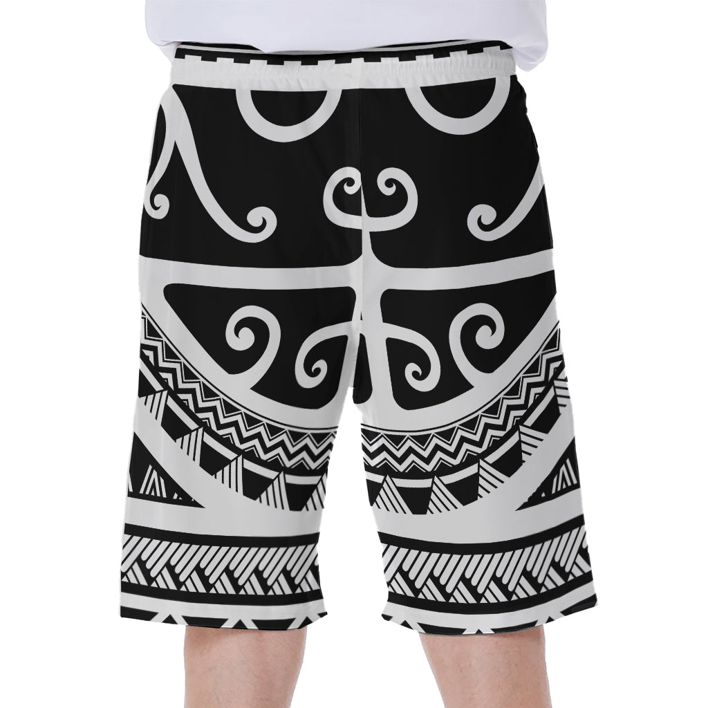 Polynesian Tribal Tattoo Pattern Print Men's Beach Shorts