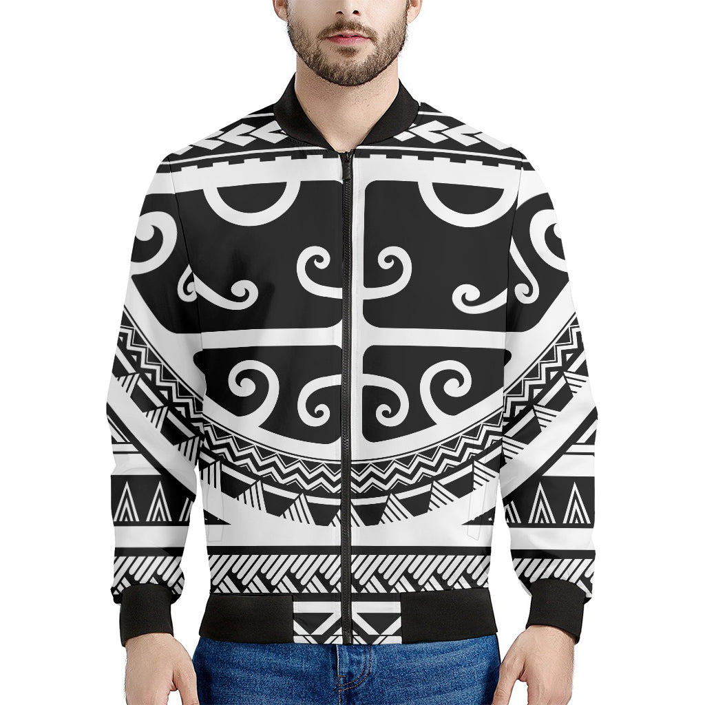 Polynesian Tribal Tattoo Pattern Print Men's Bomber Jacket