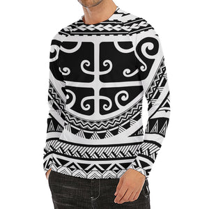 Polynesian Tribal Tattoo Pattern Print Men's Long Sleeve Rash Guard