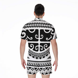 Polynesian Tribal Tattoo Pattern Print Men's Rompers