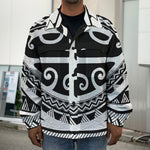 Polynesian Tribal Tattoo Pattern Print Men's Shirt Jacket