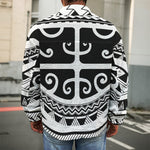 Polynesian Tribal Tattoo Pattern Print Men's Shirt Jacket