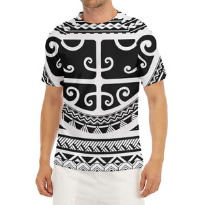 Polynesian Tribal Tattoo Pattern Print Men's Short Sleeve Rash Guard