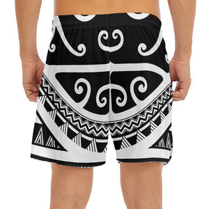 Polynesian Tribal Tattoo Pattern Print Men's Split Running Shorts