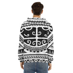 Polynesian Tribal Tattoo Pattern Print Men's Velvet Pullover Hoodie