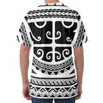 Polynesian Tribal Tattoo Pattern Print Men's Velvet T-Shirt