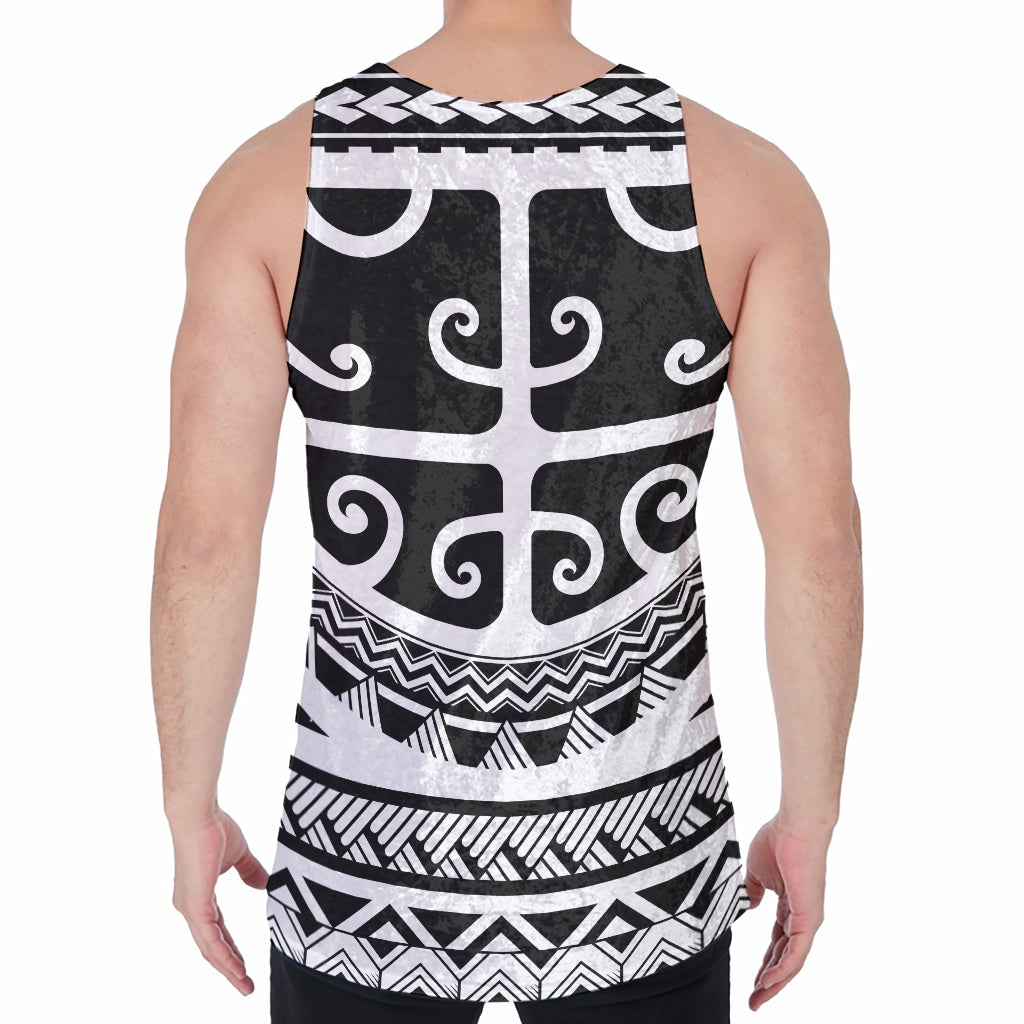Polynesian Tribal Tattoo Pattern Print Men's Velvet Tank Top