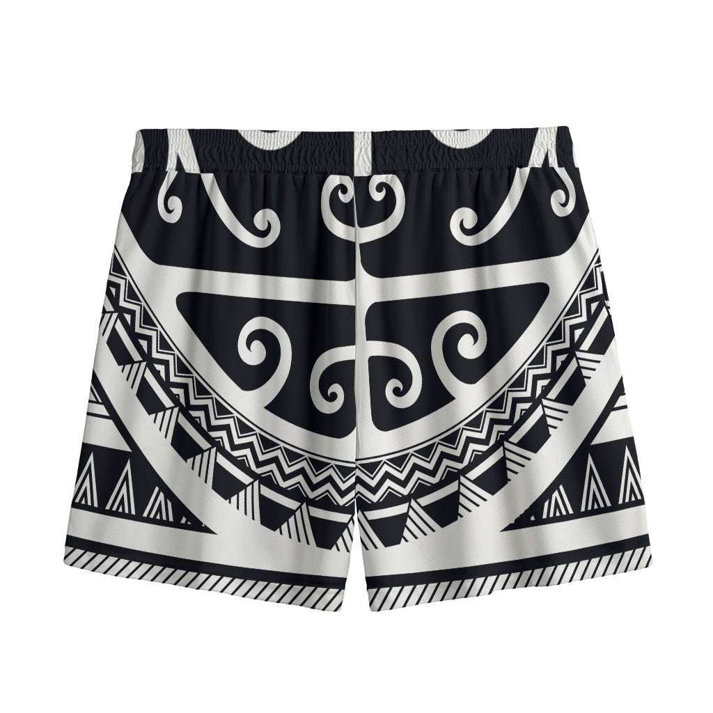 Polynesian Tribal Tattoo Pattern Print Mesh Shorts