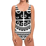 Polynesian Tribal Tattoo Pattern Print One Piece Swimsuit