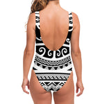 Polynesian Tribal Tattoo Pattern Print One Piece Swimsuit