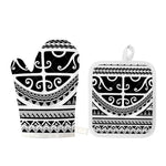 Polynesian Tribal Tattoo Pattern Print Oven Mitt And Pot Holder Set