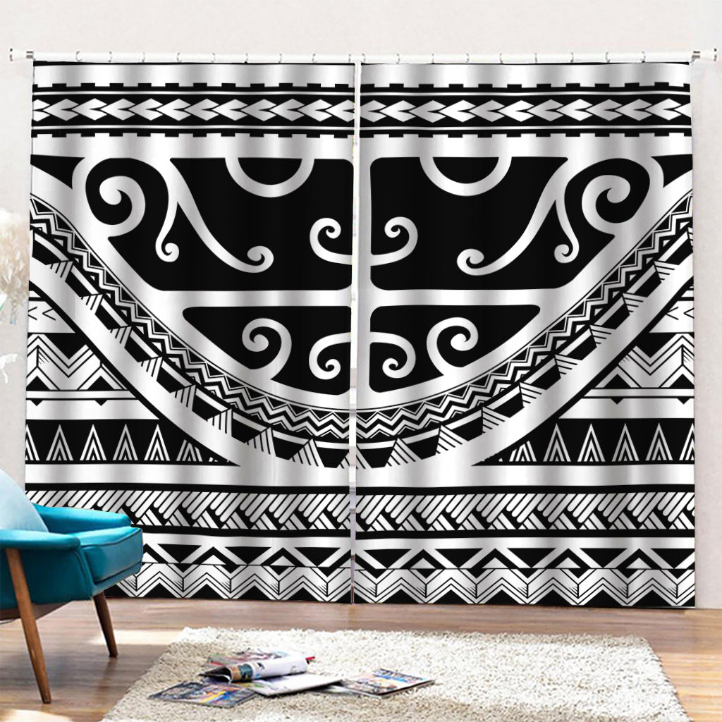 Polynesian Tribal Tattoo Pattern Print Pencil Pleat Curtains