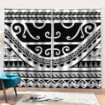 Polynesian Tribal Tattoo Pattern Print Pencil Pleat Curtains