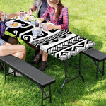 Polynesian Tribal Tattoo Pattern Print Picnic Table Cover