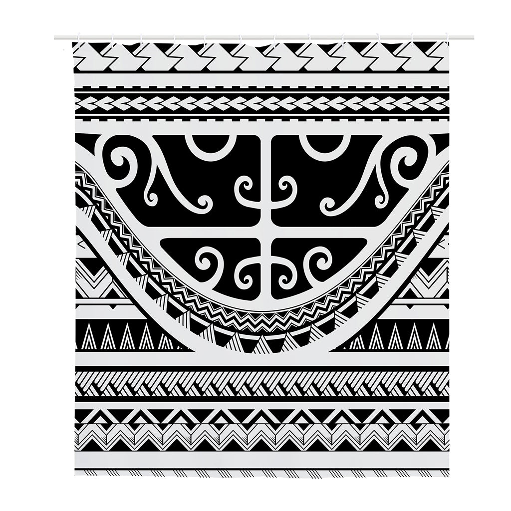 Polynesian Tribal Tattoo Pattern Print Polyester Shower Curtain