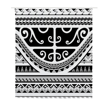 Polynesian Tribal Tattoo Pattern Print Polyester Shower Curtain
