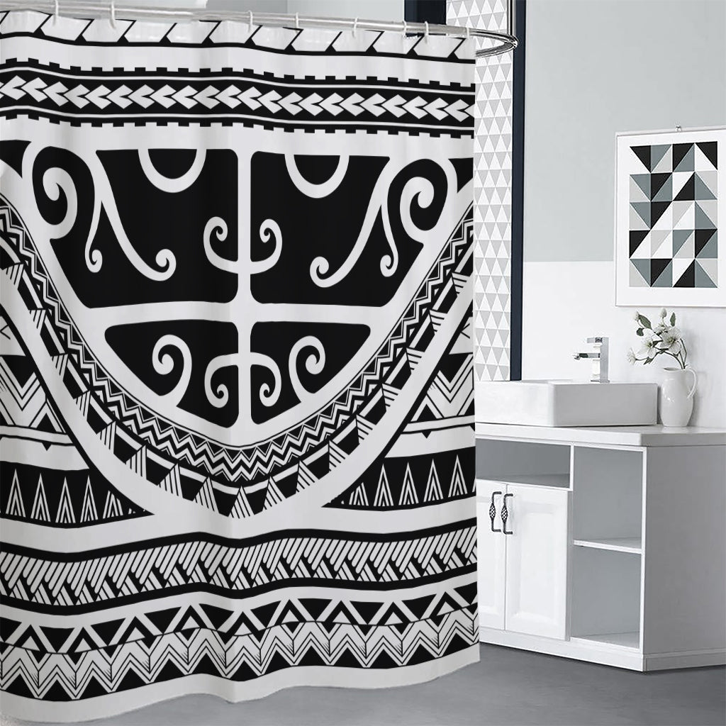 Polynesian Tribal Tattoo Pattern Print Premium Shower Curtain