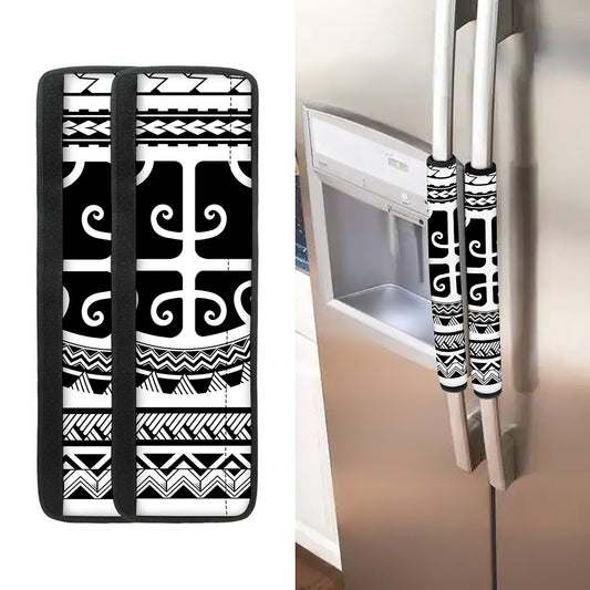 Polynesian Tribal Tattoo Pattern Print Refrigerator Handle Covers