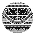 Polynesian Tribal Tattoo Pattern Print Round Blanket