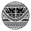 Polynesian Tribal Tattoo Pattern Print Round Floor Mat