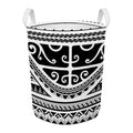 Polynesian Tribal Tattoo Pattern Print Round Laundry Basket