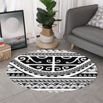 Polynesian Tribal Tattoo Pattern Print Round Rug