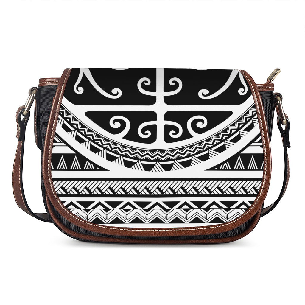 Polynesian Tribal Tattoo Pattern Print Saddle Bag