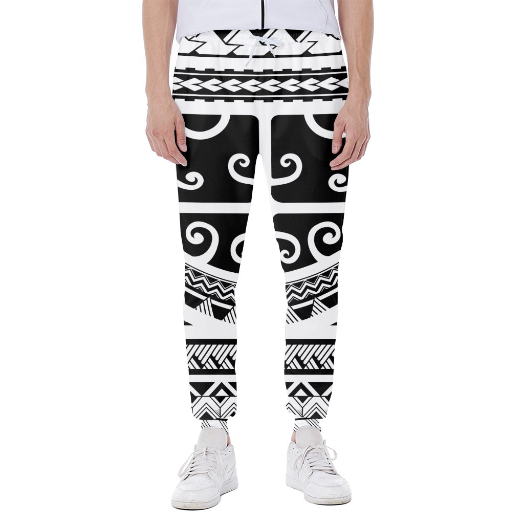 Polynesian Tribal Tattoo Pattern Print Scuba Joggers