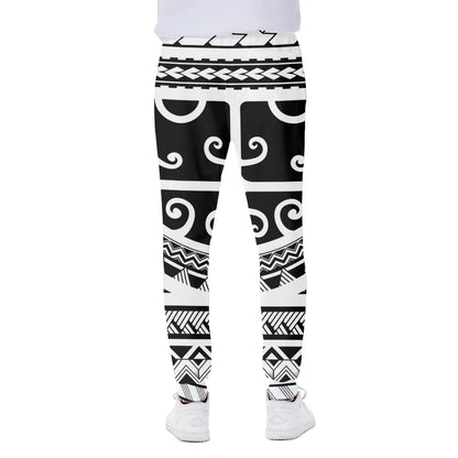 Polynesian Tribal Tattoo Pattern Print Scuba Joggers