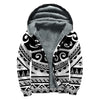 Polynesian Tribal Tattoo Pattern Print Sherpa Lined Zip Up Hoodie