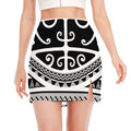 Polynesian Tribal Tattoo Pattern Print Side Slit Mini Skirt