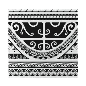 Polynesian Tribal Tattoo Pattern Print Silk Bandana