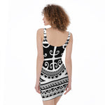 Polynesian Tribal Tattoo Pattern Print Sleeveless Bodycon Dress