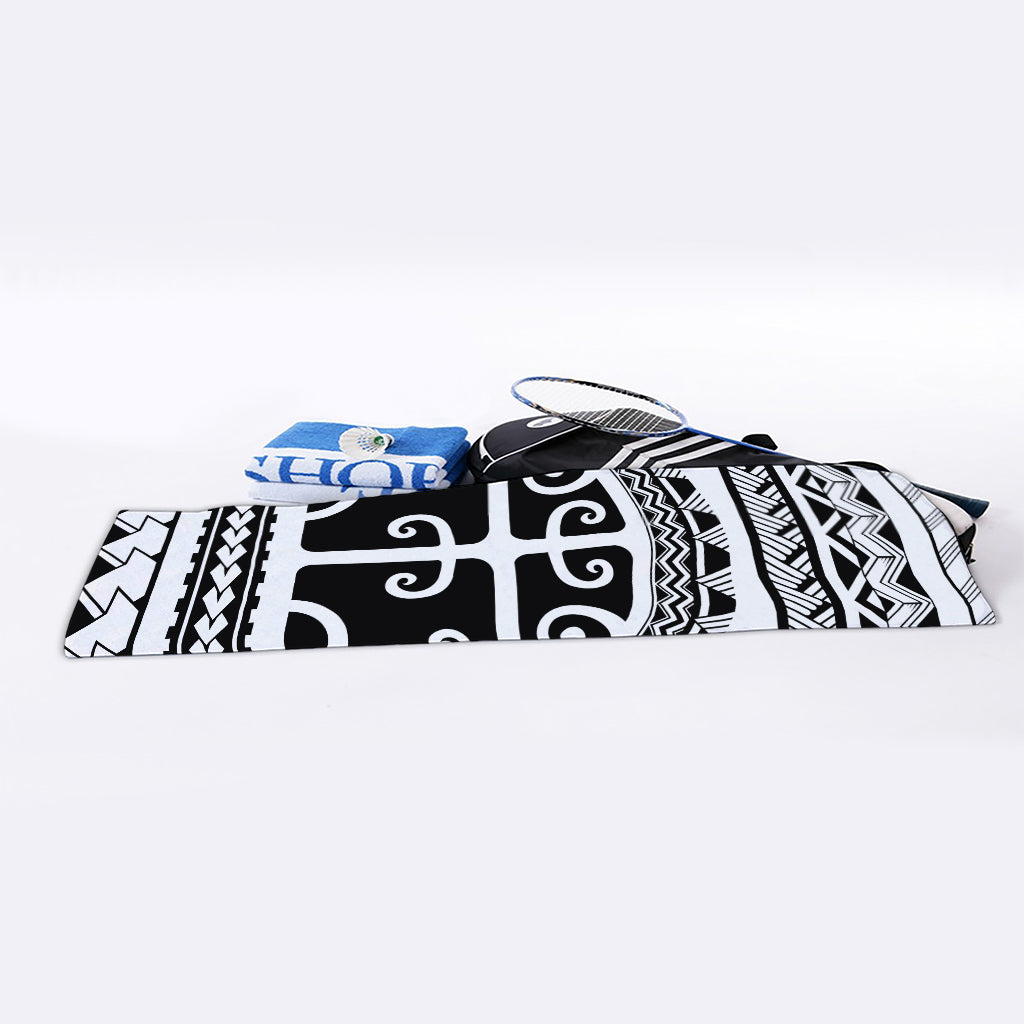 Polynesian Tribal Tattoo Pattern Print Sports Towel