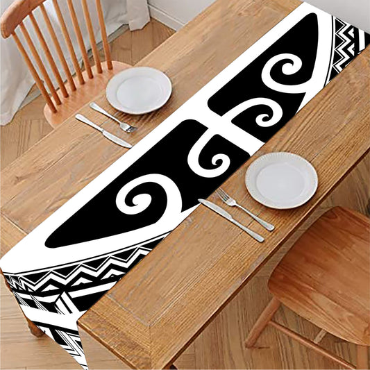Polynesian Tribal Tattoo Pattern Print Table Runner
