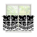 Polynesian Tribal Tattoo Pattern Print Tier Curtains