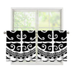 Polynesian Tribal Tattoo Pattern Print Tier Curtains
