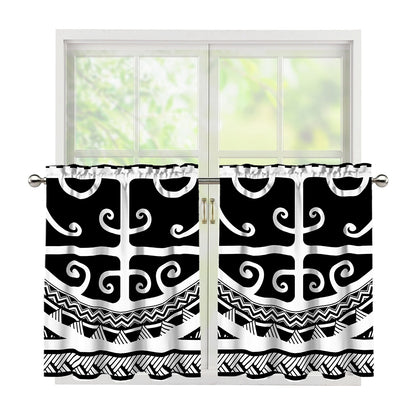 Polynesian Tribal Tattoo Pattern Print Tier Curtains