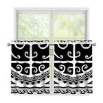 Polynesian Tribal Tattoo Pattern Print Tier Curtains
