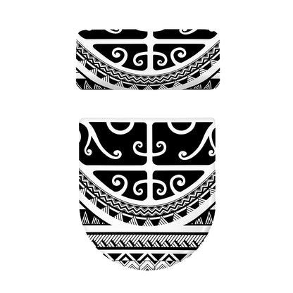 Polynesian Tribal Tattoo Pattern Print Toilet Lid And Tank Cover Set