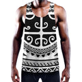 Polynesian Tribal Tattoo Pattern Print Men's Workout Tank Top
