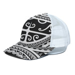 Polynesian Tribal Tattoo Pattern Print White Mesh Trucker Cap