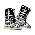 Polynesian Tribal Tattoo Pattern Print Winter Boots