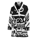 Polynesian Tribal Tattoo Pattern Print Women's Bathrobe