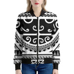 Polynesian Tribal Tattoo Pattern Print Women's Bomber Jacket